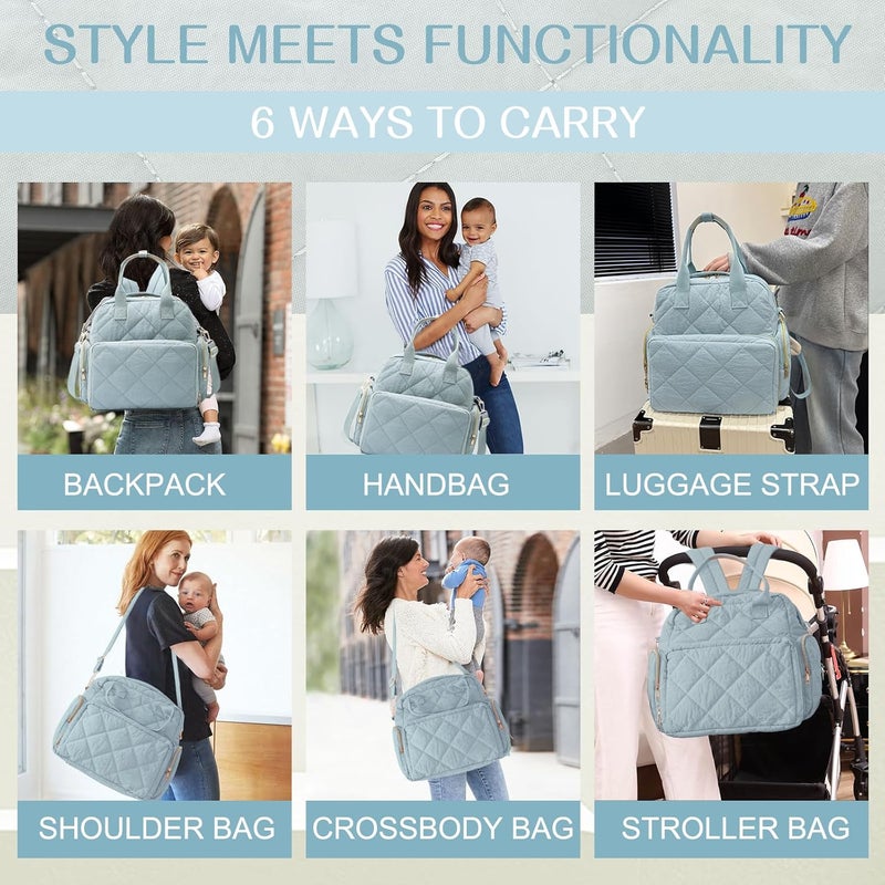 Mozzilog Large Diaper Backpack with Changing Pad, Diapers Baby Bags for Mom with Luggage Pockets, Convertible Mommy Hospital Bag for Women Labor Delivery(Blue) - Image 2